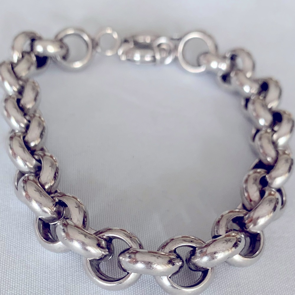 Sterling Silver 925 Robo Medium Link Sterling Bracelet Trigger Latch For Secure - Picture 6 of 13